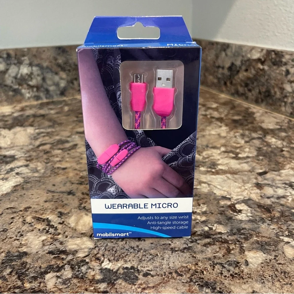 Pink Wearable Micro USB Cable